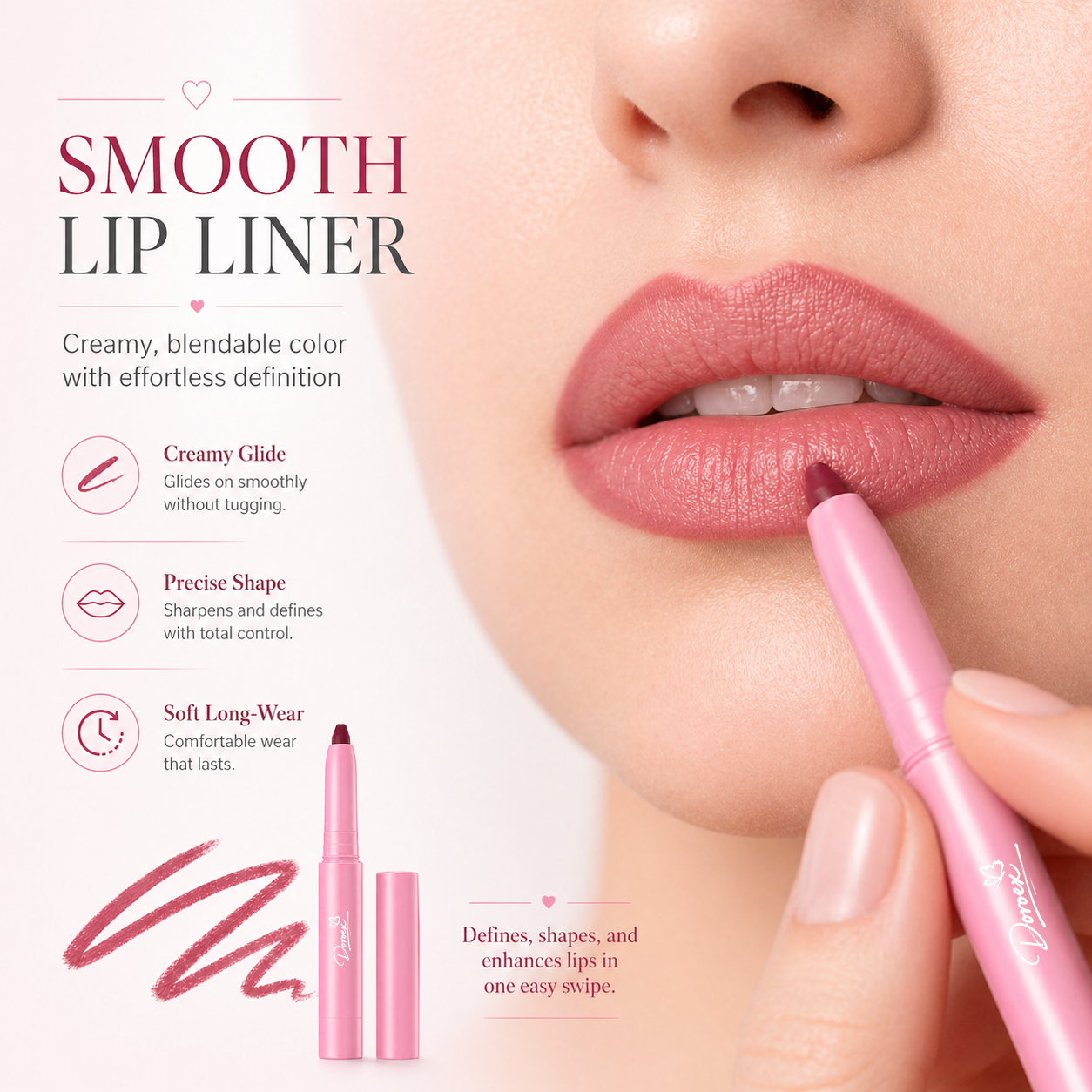 Smooth Lip Liner Creamy, Blendable Color with Smooth Application