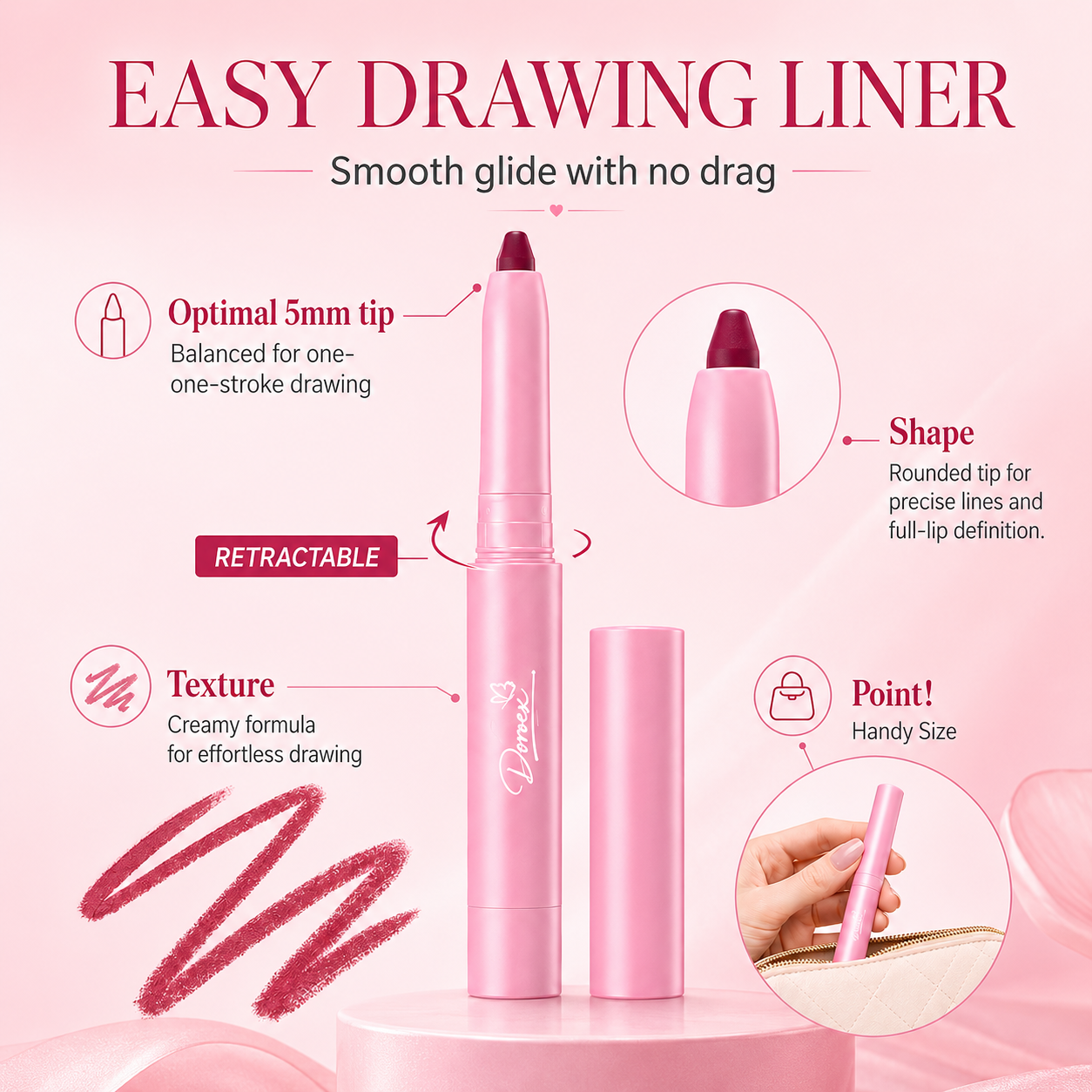 Smooth Lip Liner Creamy, Blendable Color with Smooth Application