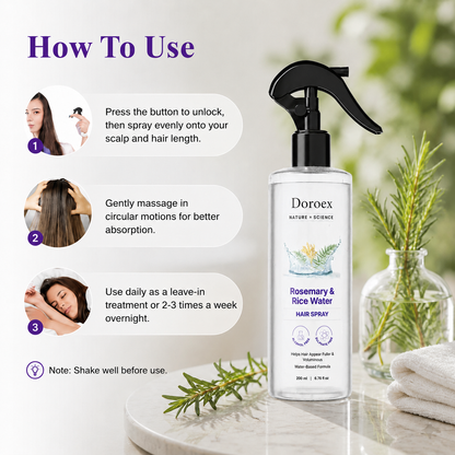 Rosemary & Rice Water Hair Spray 100% Natural Extract Silky Smooth Hair